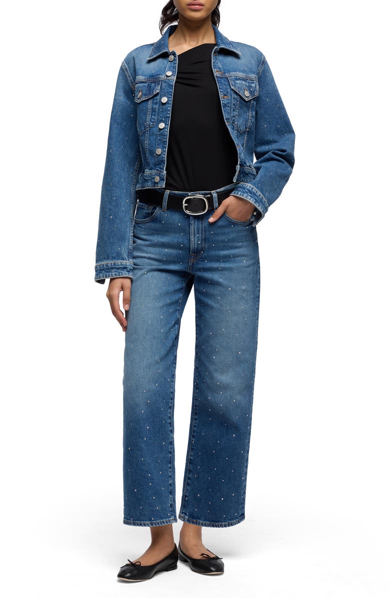 7 For All Mankind Stovepipe Embellished High Waist Ankle Straight Leg Jeans, Alternate, color, 