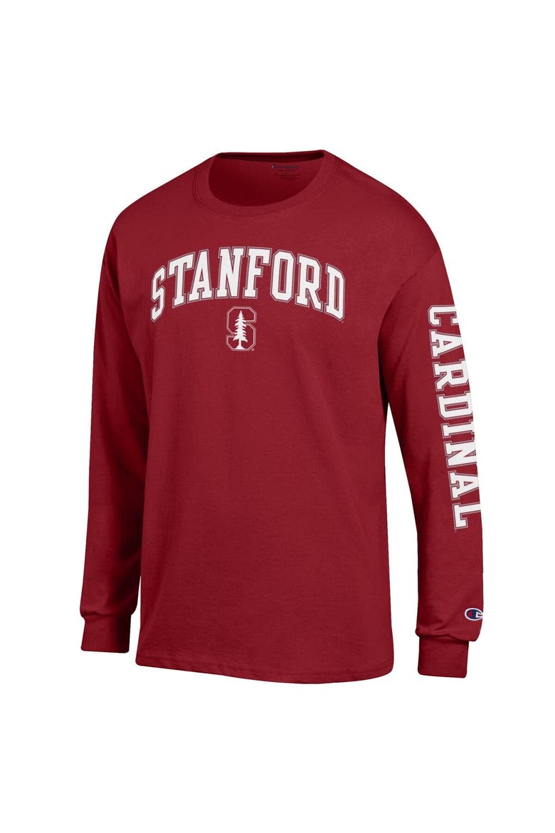 Men's Champion  Cardinal Stanford Cardinal Arch Over Logo 2-Hit Long Sleeve T-Shirt, Alternate, color, Cardinal