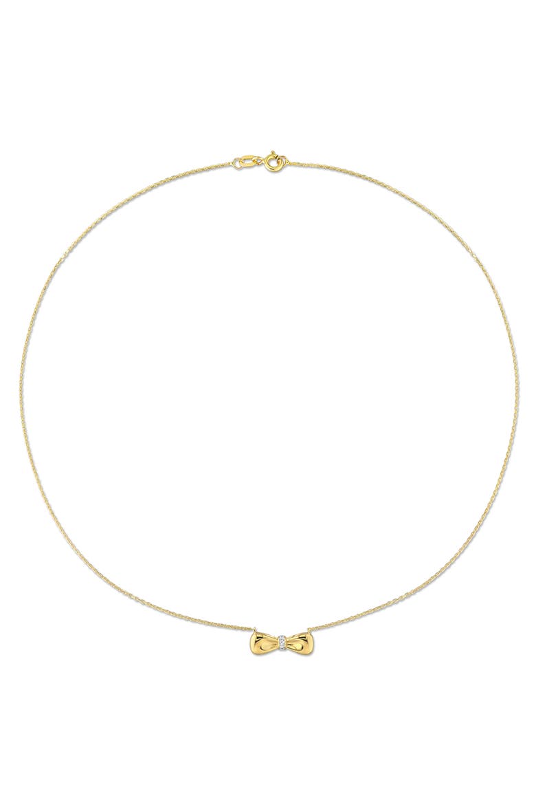 Diamond Accent Bow Necklace 10k Gold, Alternate, color, Yellow Gold