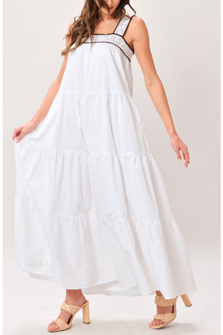 Maxi Dress, Alternate, color, WHITE/ BROWN