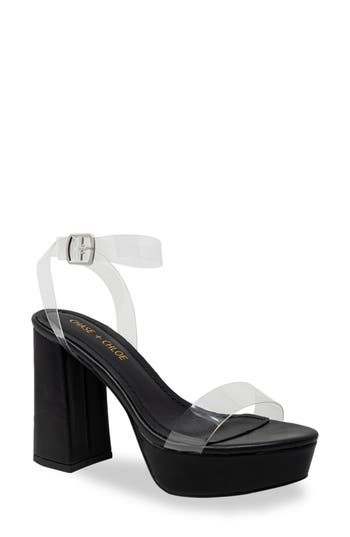 Chase & Chloe Chase And Chloe Hela Platform Sandal In Clear Black