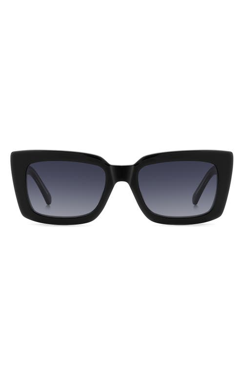 Kate Spade Cailin Rectangle Acetate Sunglasses In Black Blue/dark Grey Sf