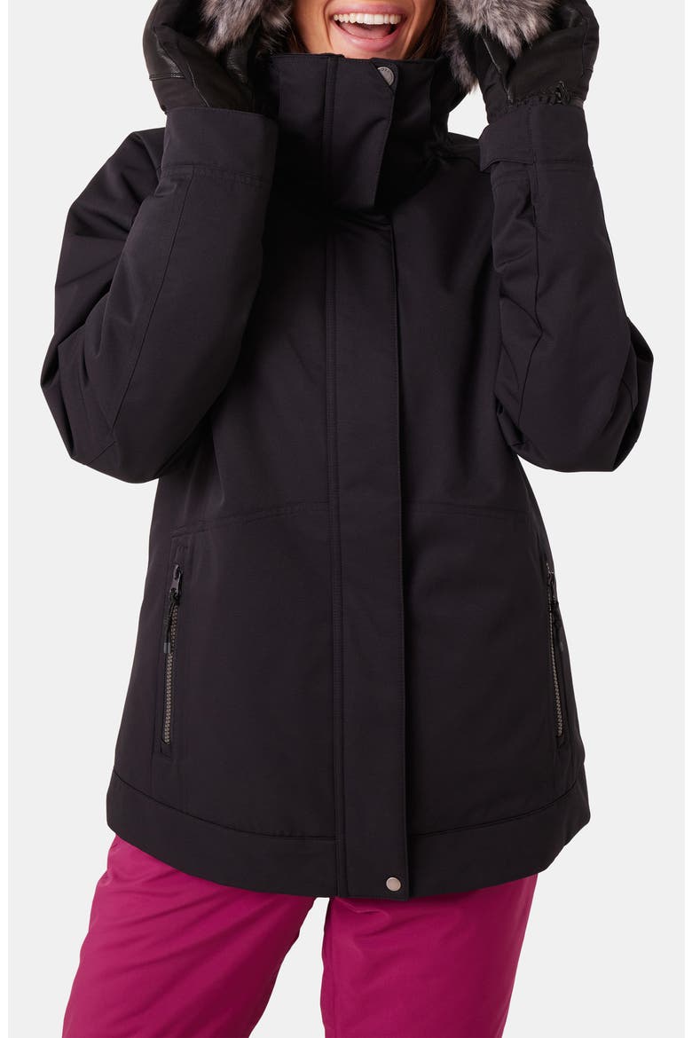 Meade Hooded Snow Jacket with Faux Fur Trim, Main, color, BLACK