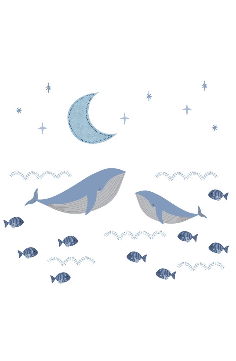 Lambs & Ivy Bubbles & Squirt Aquatic Under Sea Whale/Fish Wall Decals/Stickers, Main, color, Blue