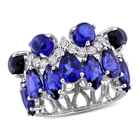 Lab-Created Sapphire & Diamond Eternity Ring 14k