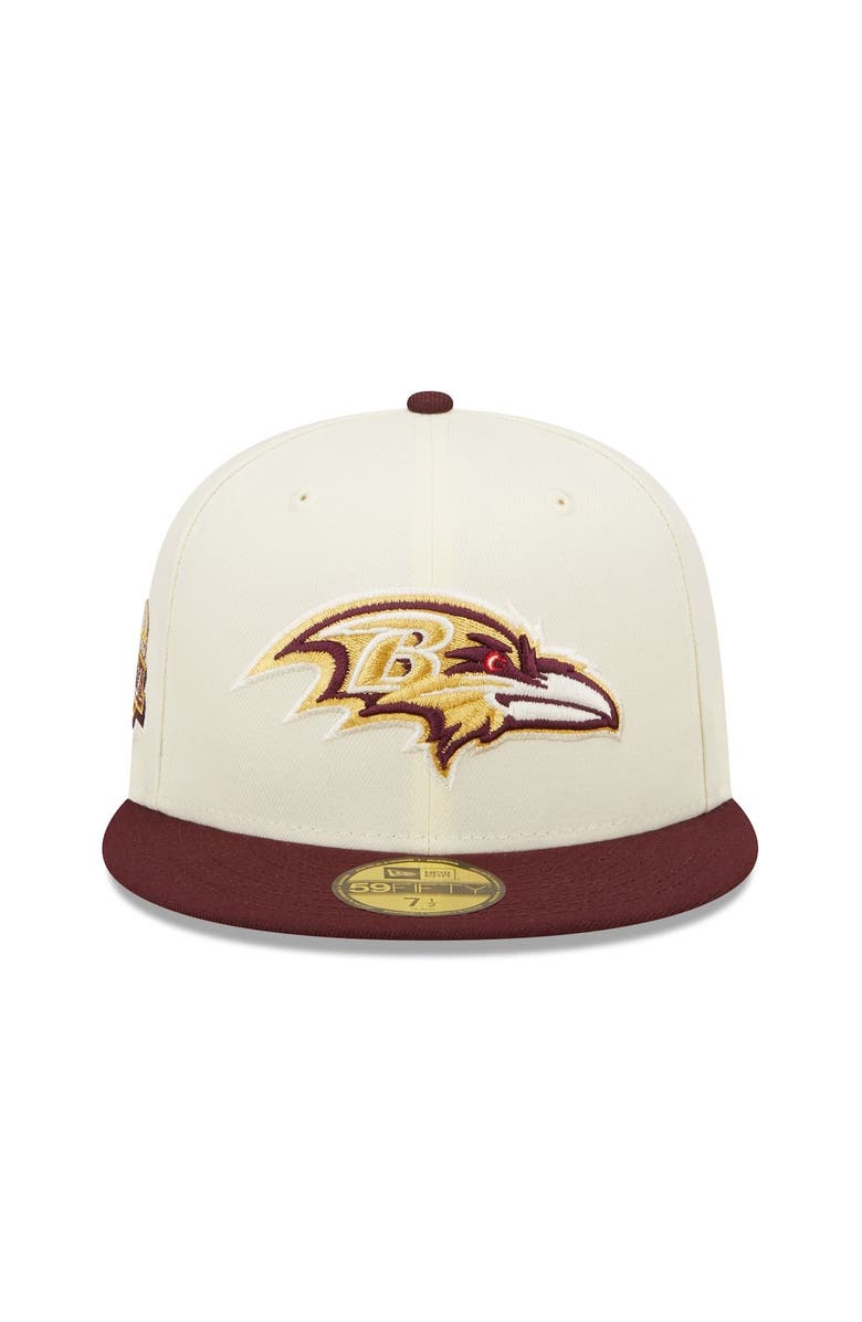 New Era Men's New Era Cream/Maroon Baltimore Ravens Gridiron Classics 2004 Hawaii Pro Bowl Exclusive 59FIFTY Fitted Hat, Alternate, color, 
