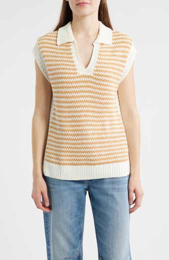 Wit & Wisdom Stripe Sleeveless Johnny Collar Sweater