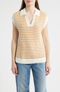 Wit & Wisdom Stripe Sleeveless Johnny Collar Sweater