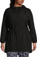 Lands' End Plus Size Print Waterproof Hooded Packable Raincoat