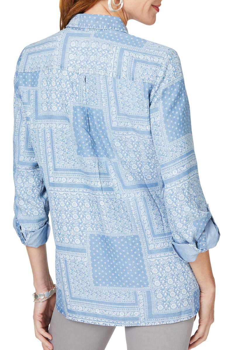 Foxcroft Cole Roll Sleeve Button-Up Shirt, Alternate, color, Bluewash