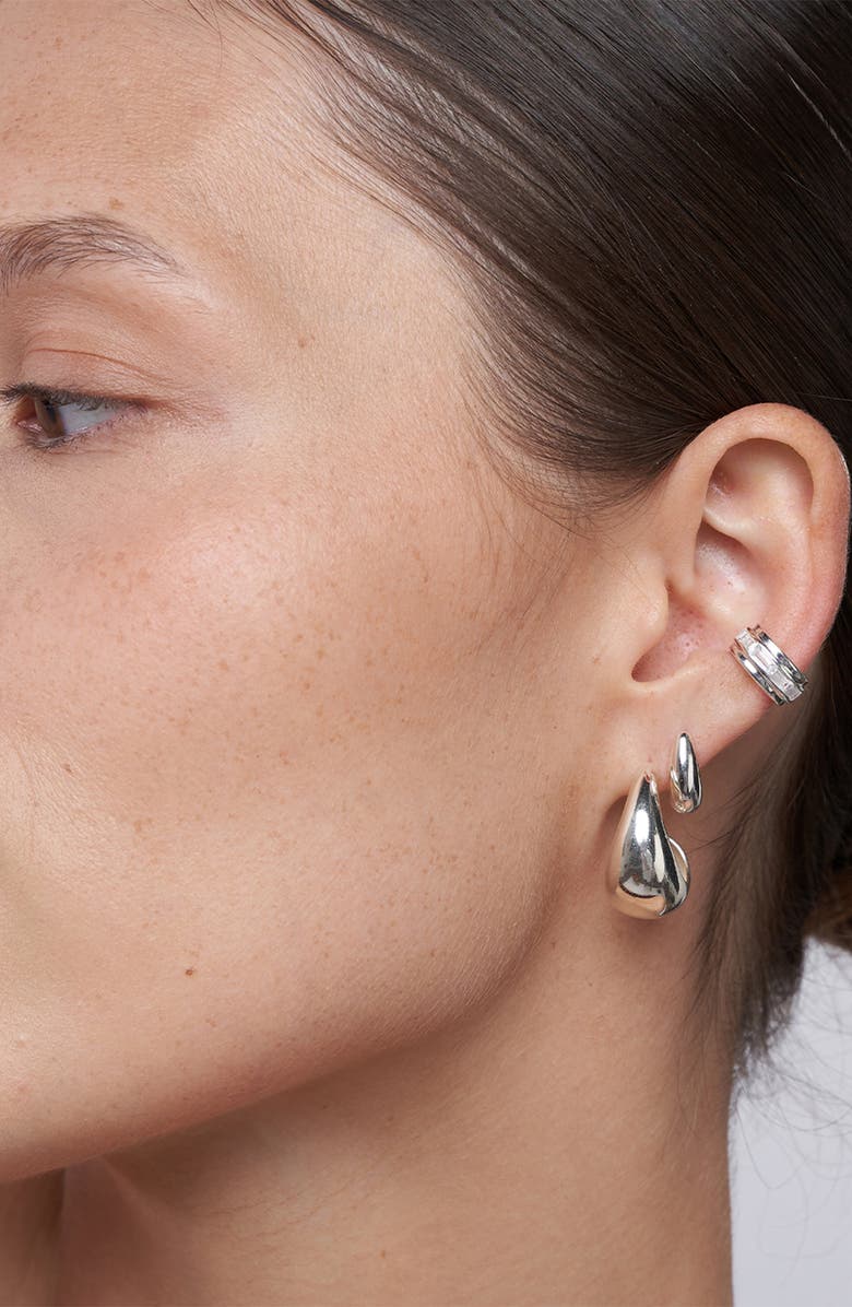 Oak & Luna Classic Dome Huggie, Alternate, color, Sterling Silver