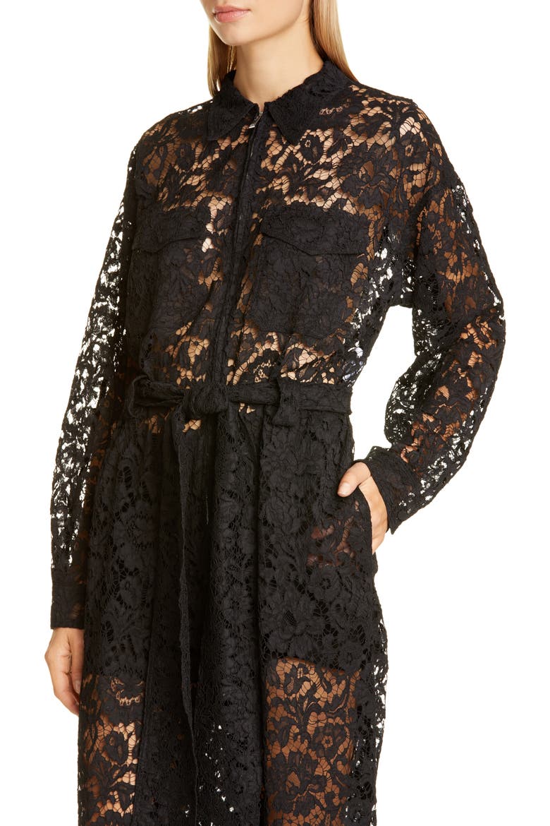 Zip Front Lace Jumpsuit, Alternate, color, NERO