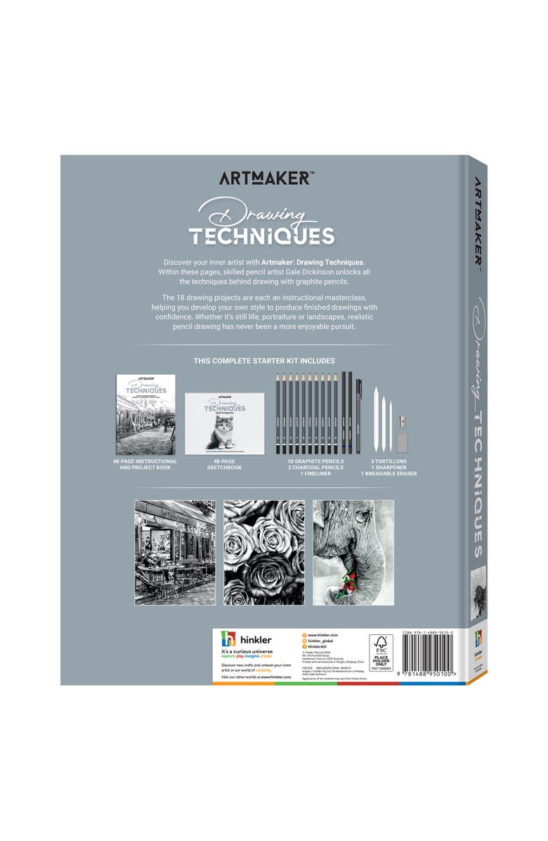 Art Maker Drawing Techniques, Complete Studio Starter Kit, Instruction Book, Alternate, color, Multicolored