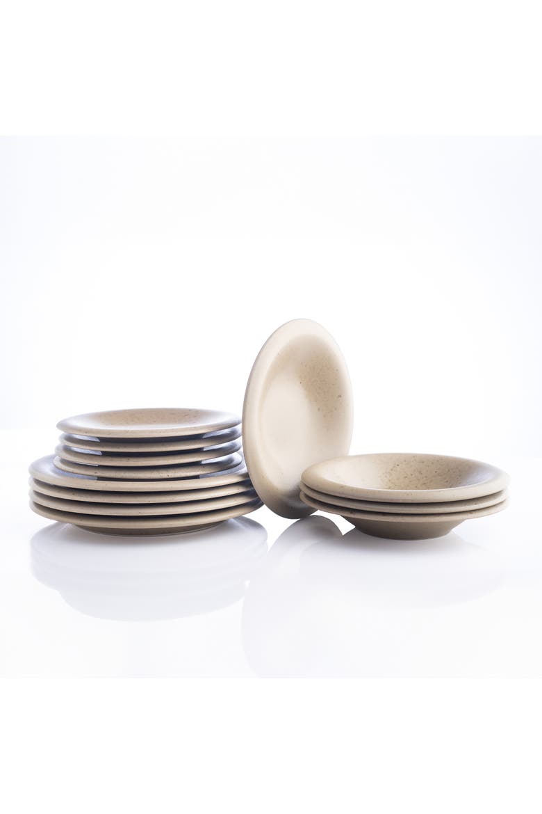 Porto by Stone Lain Aro Stoneware 12-Piece Dinnerware Set, Main, color, Green Matte