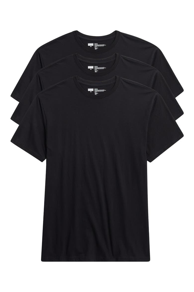 Cotton Classic 3-Pack Crewneck T-Shirts, Alternate, color, BLACK