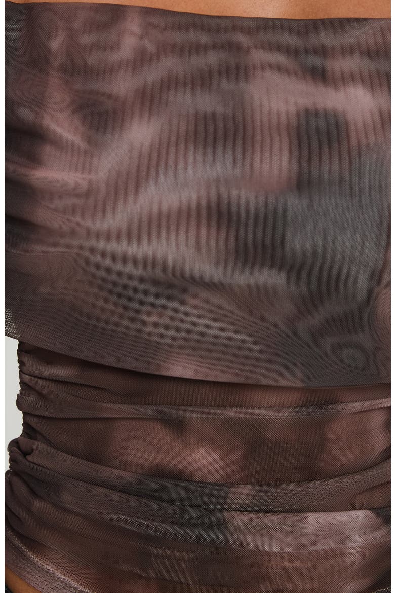 Good Taste Off the Shoulder Long Sleeve Mesh Top, Alternate, color, BROWN