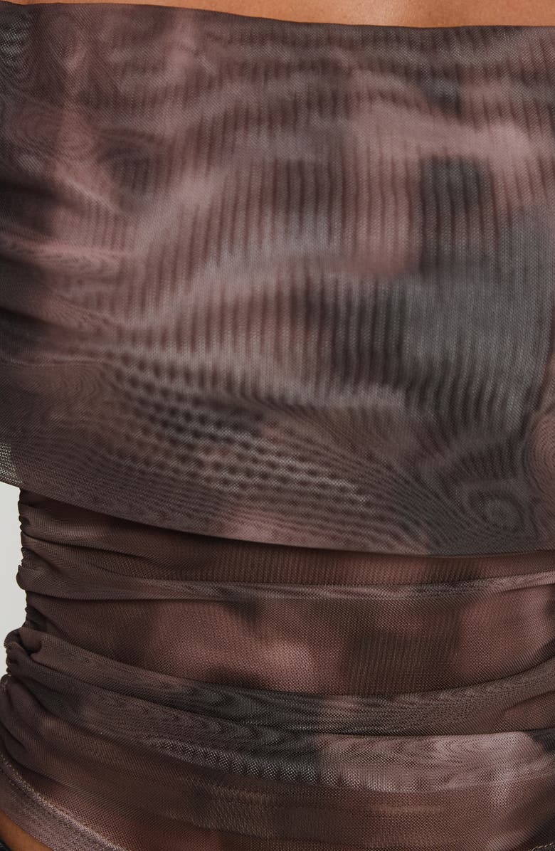 Princess Polly Good Taste Off the Shoulder Long Sleeve Mesh Top, Alternate, color, Brown