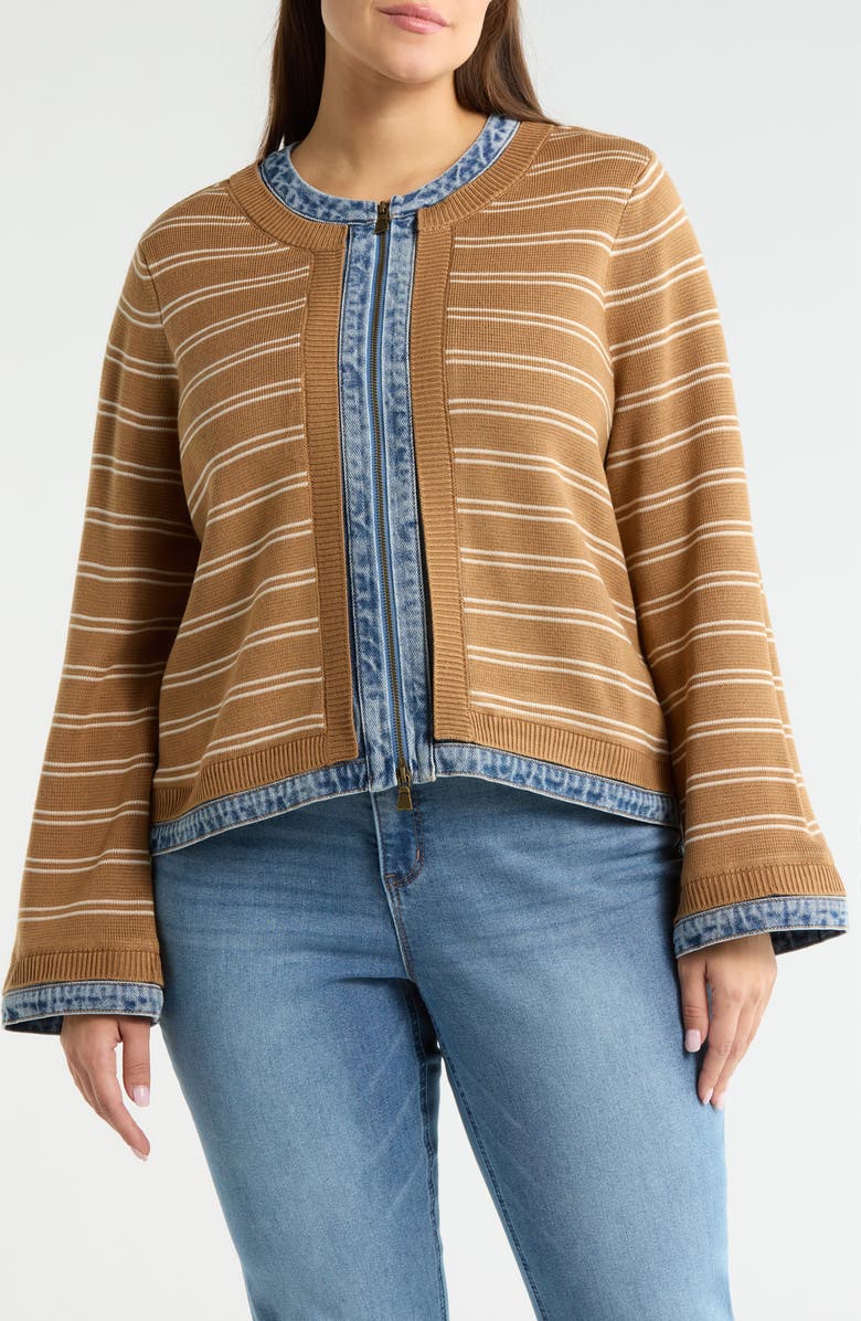 Wit & Wisdom Mixed Media Denim Trim Jacket, Alternate, color,