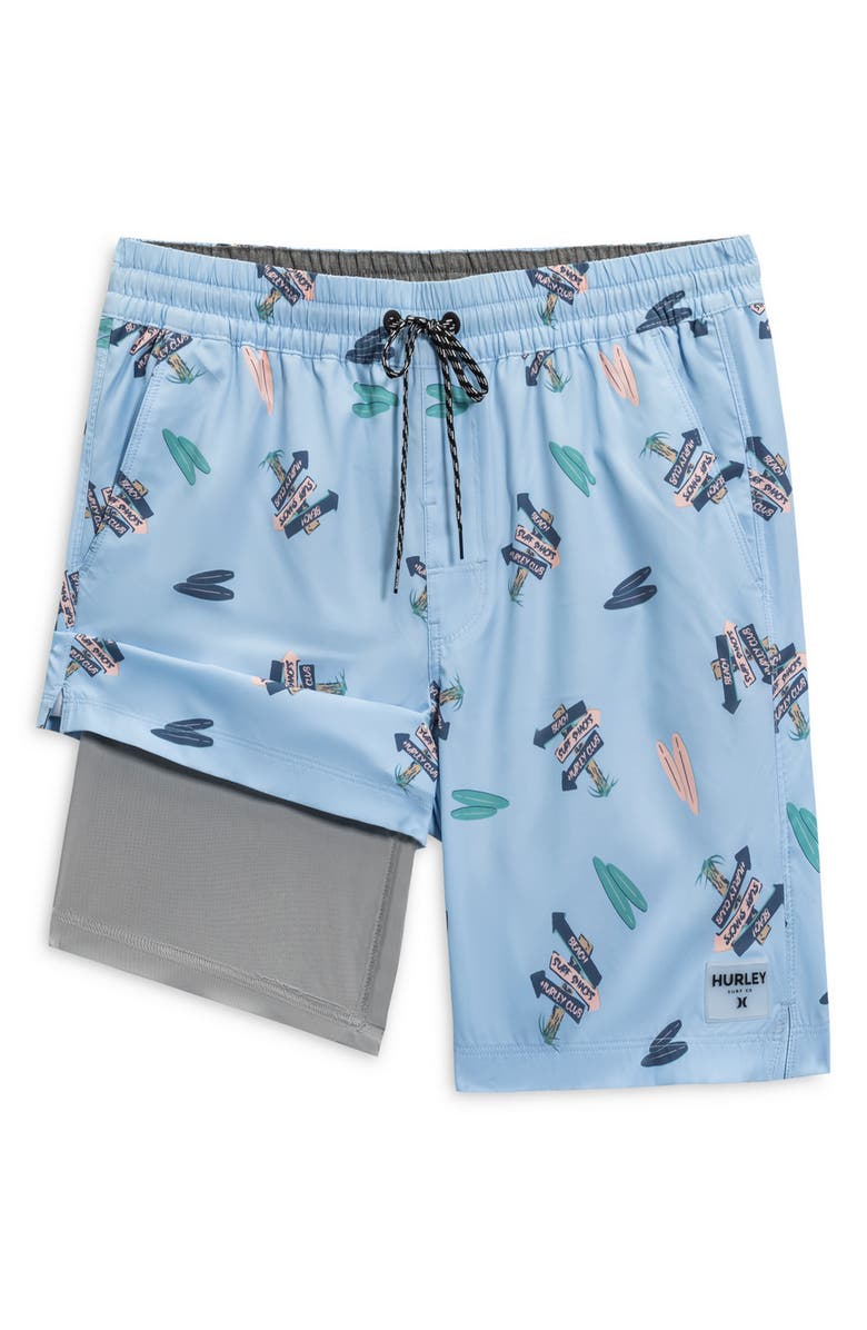 Hurley Roadsign Volley Swim Trunks, Alternate, color, Mystic Blue