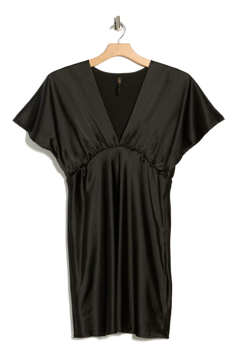 Deep V-Neck Cocktail Dress, Alternate, color, BLACK