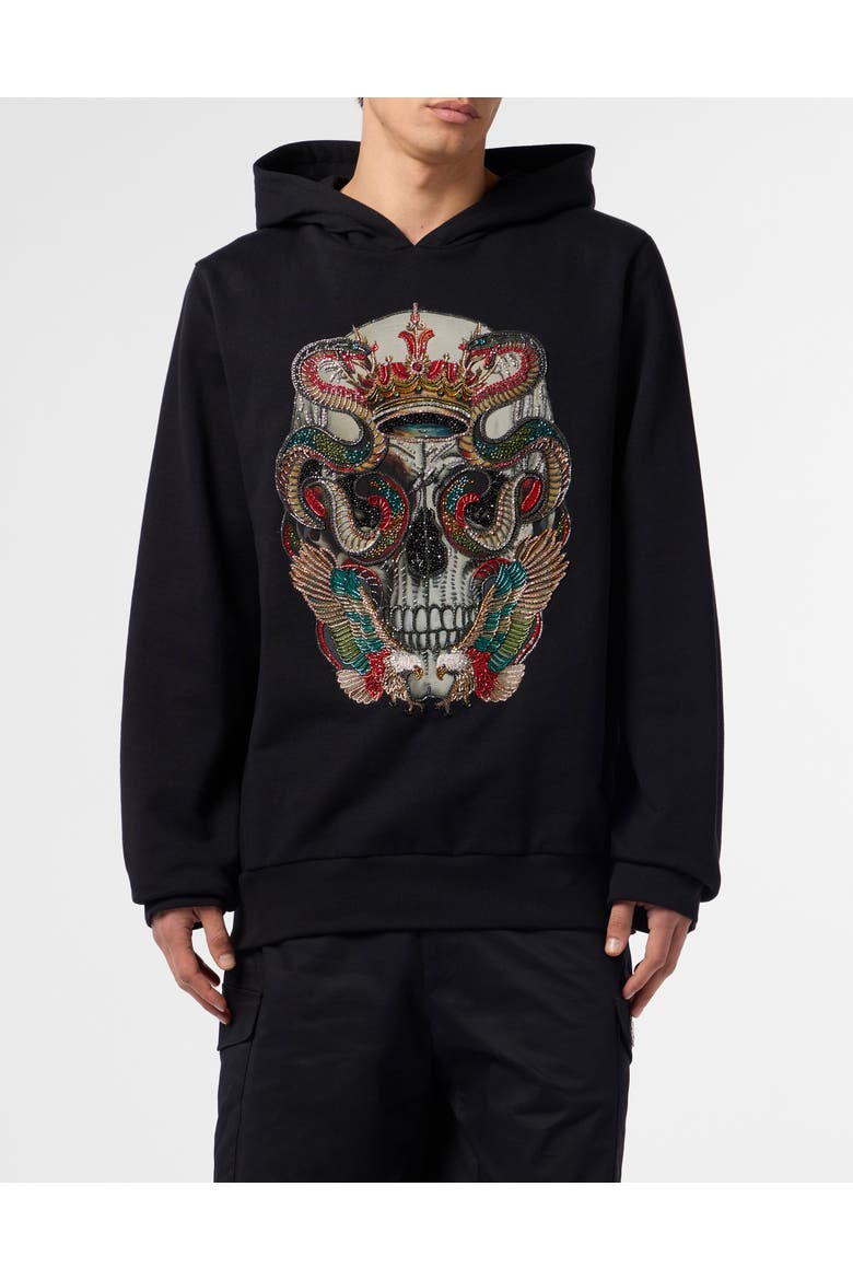Hoodie Sweatshirt King Of Snakes Stones Men, Main, color, black
