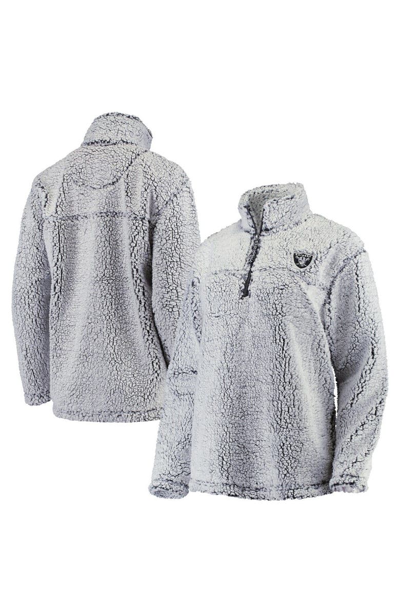 G-III 4HER BY CARL BANKS Women's G-III 4Her by Carl Banks Gray Las Vegas Raiders Sherpa Quarter-Zip Pullover Jacket, Alternate, color, 