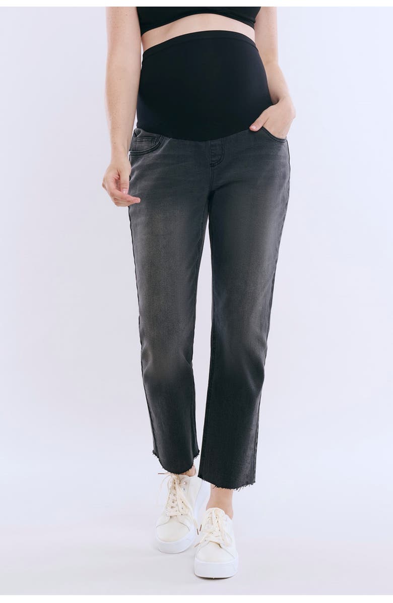 MOTHERHOOD MATERNITY Secret Fit Over the Belly Slim Straight Leg Jeans, Alternate, color, Black Stone Wash