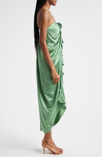 Meredith Rosette Detail Silk Dress