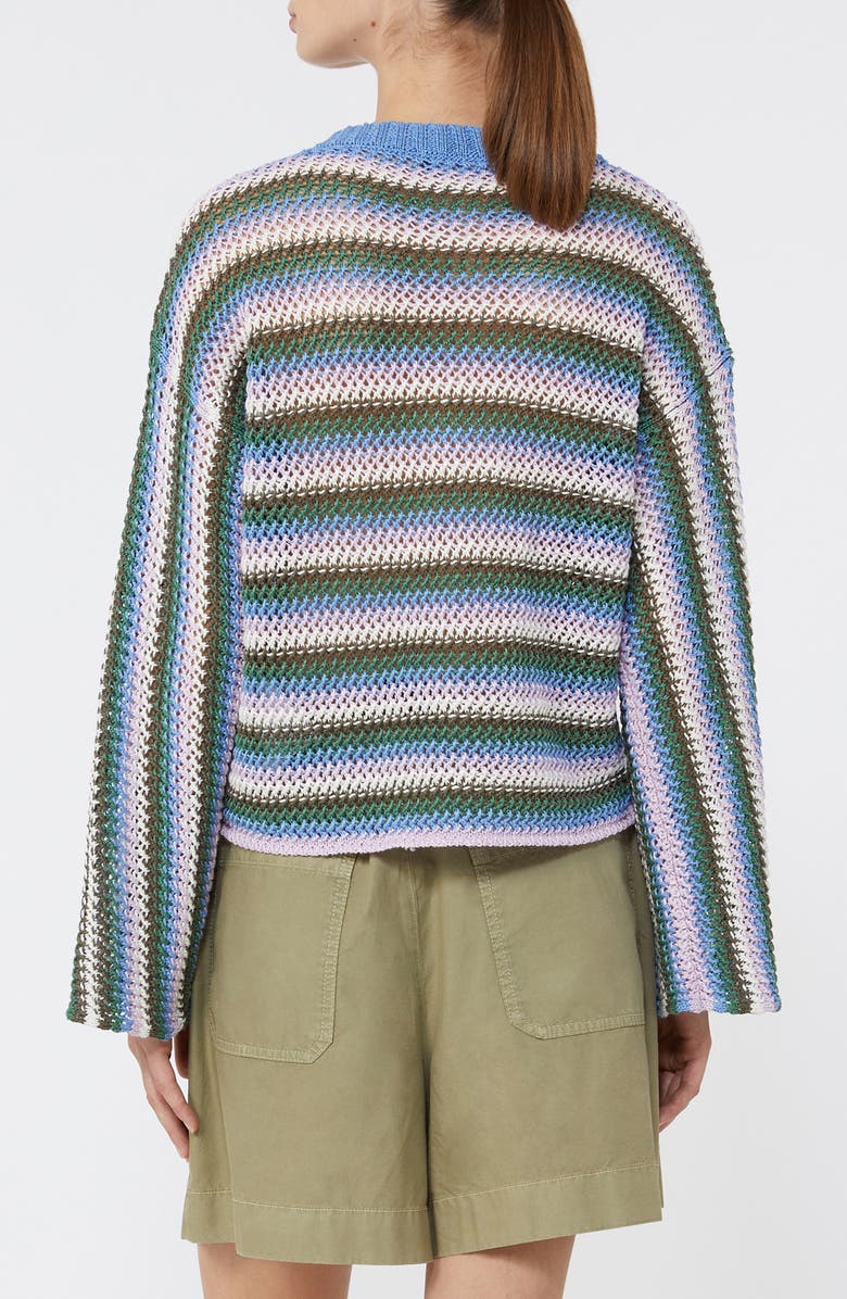 Weekend Max Mara Epica Stripe Open Stitch Linen Sweater, Alternate, color, Blue Multicolour