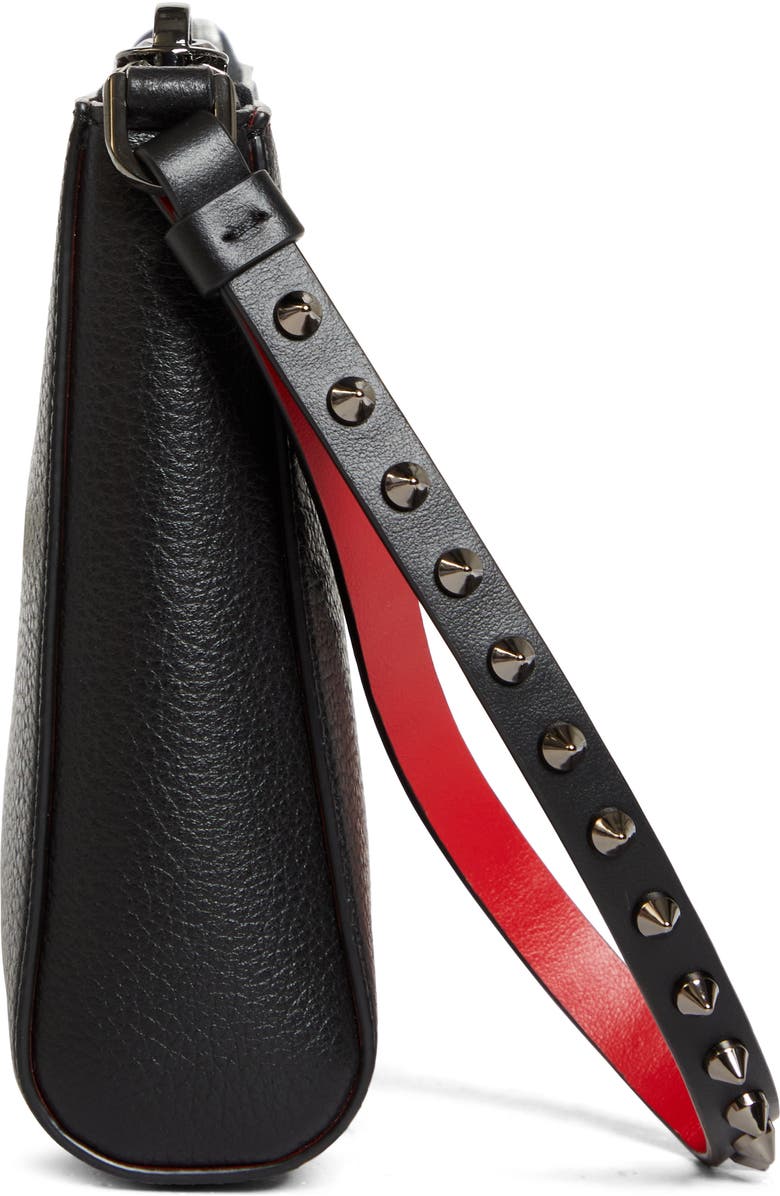 Christian Louboutin Mini Cabata Soft Leather Pouch, Alternate, color, Black/ Gun Metal
