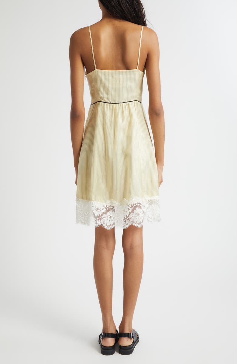 PLAN C Lace Trim Pinstripe Slipdress, Alternate, color, Eggwhite Base / Black Stripes