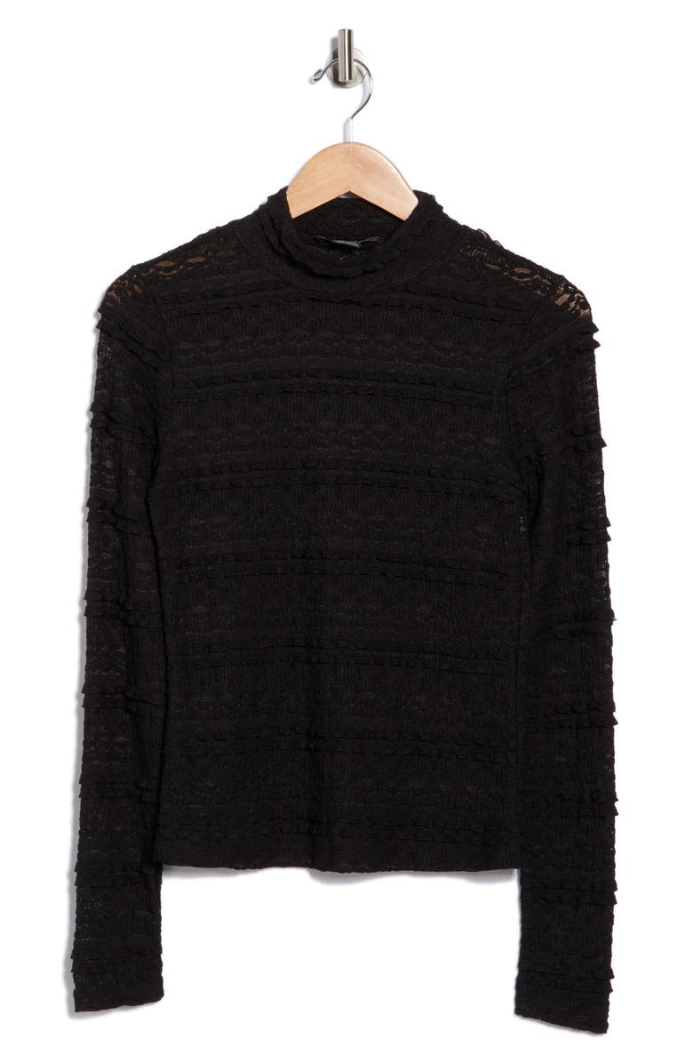Sanctuary Mock Neck Long Sleeve Lace Top, Main, color, Black