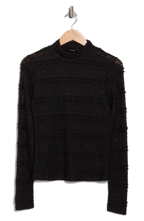 Mock Neck Long Sleeve Lace Top