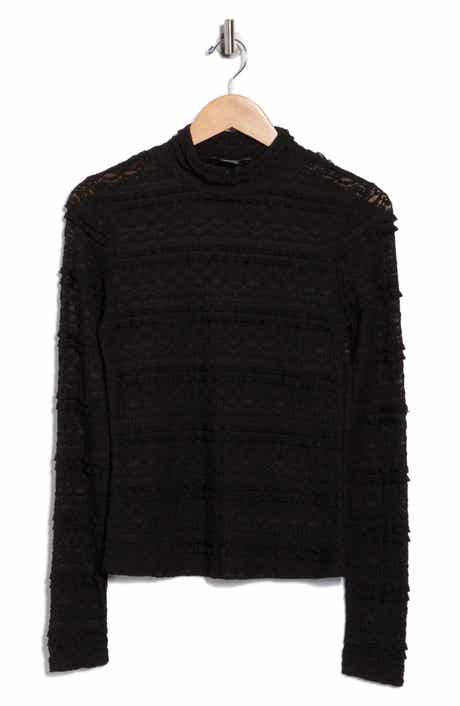 Sanctuary Mock Neck Long Sleeve Lace Top