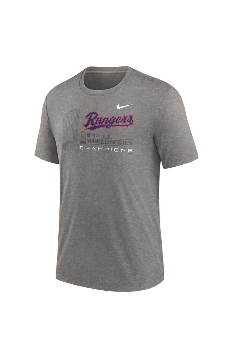 Nike Men's Nike Heather Gray Texas Rangers 2023 World Series Champions Tri-Blend T-Shirt, Alternate, color,