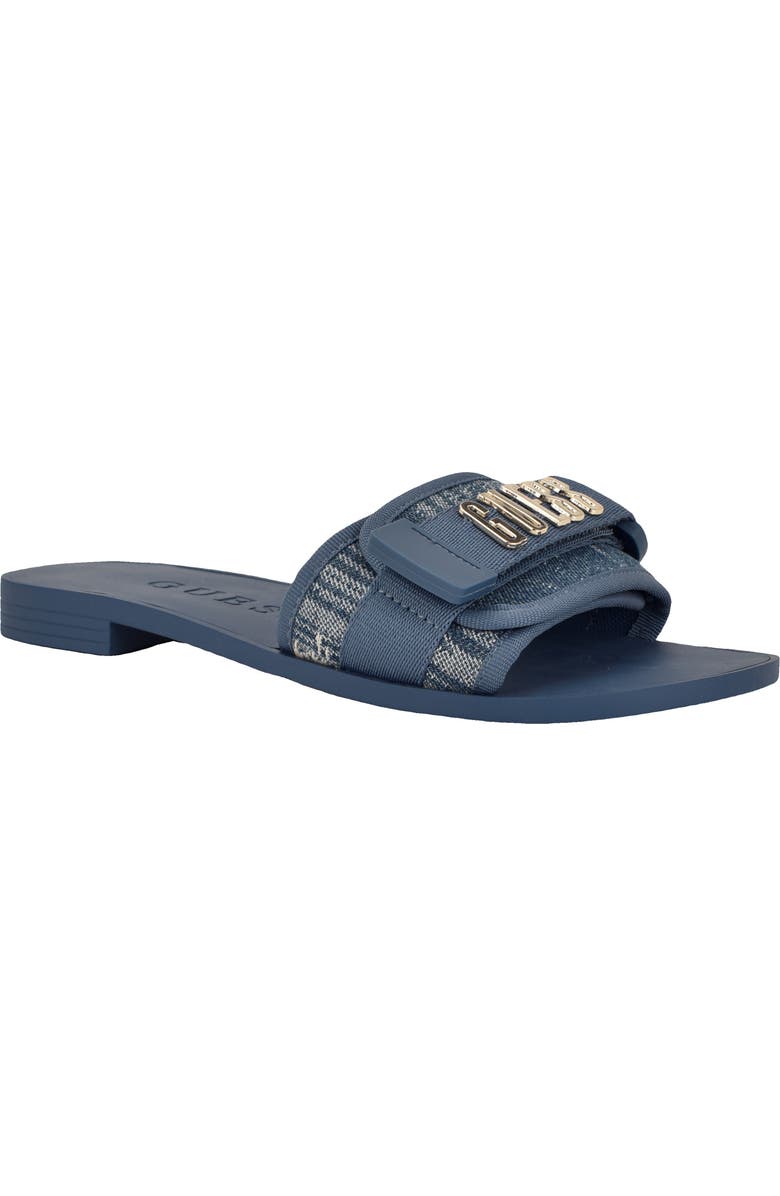 GUESS Elyze Slide Sandal, Main, color, Medium Blue