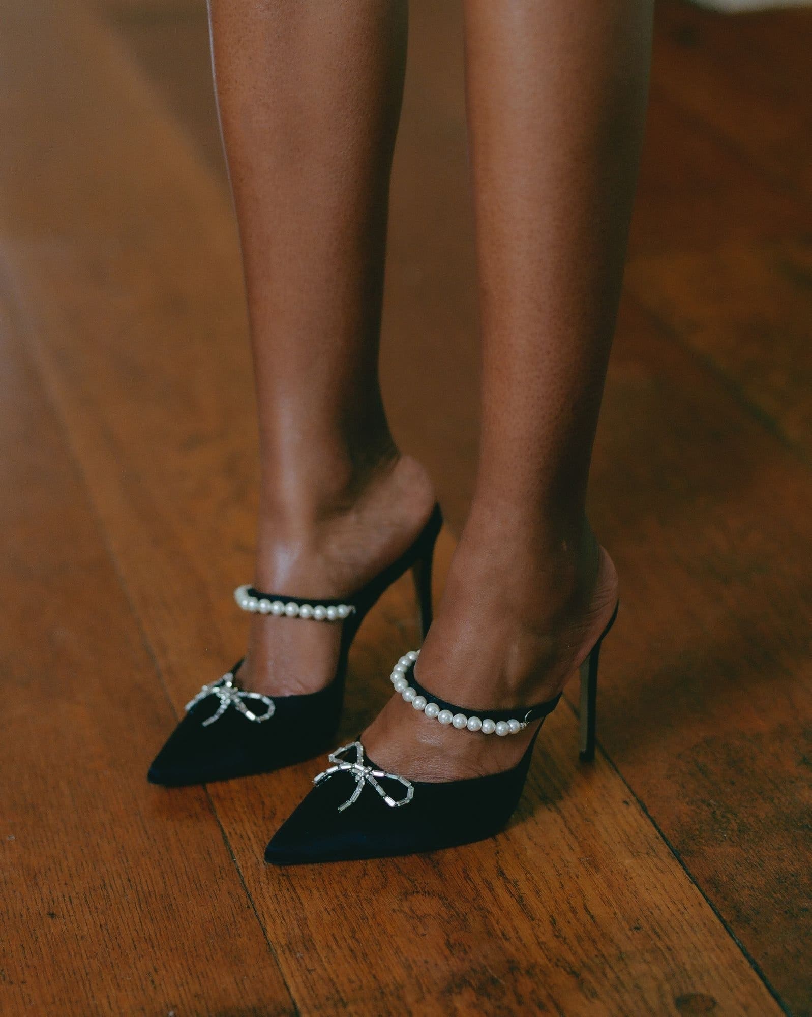 Philippa 75 Pearl Stiletto Mule, Alternate, color, Black