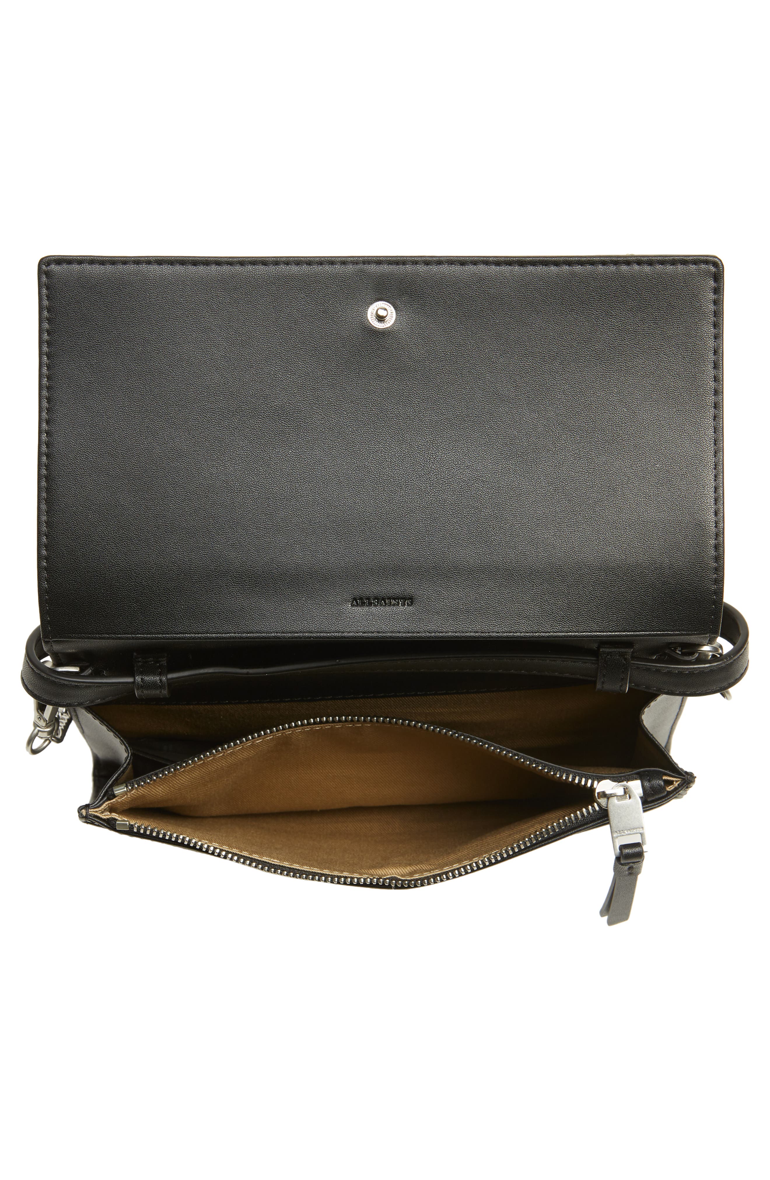 AllSaints Claremont Croc Embossed Leather Crossbody, Alternate, color, 