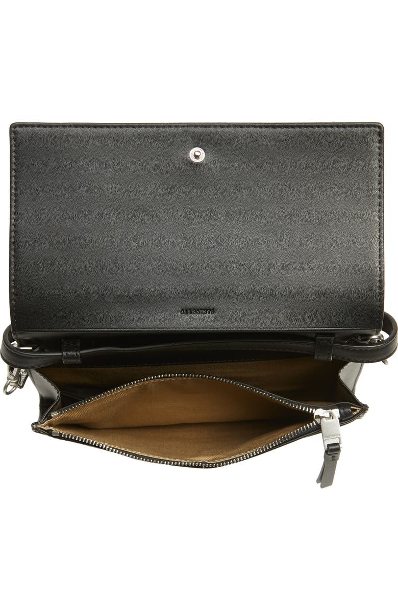 AllSaints Claremont Croc Embossed Leather Crossbody, Alternate, color,