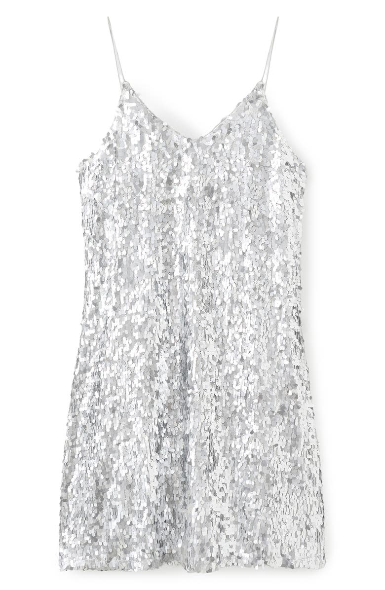 MANGO TEEN Sequin Cocktail Minidress, Main, color, Silver