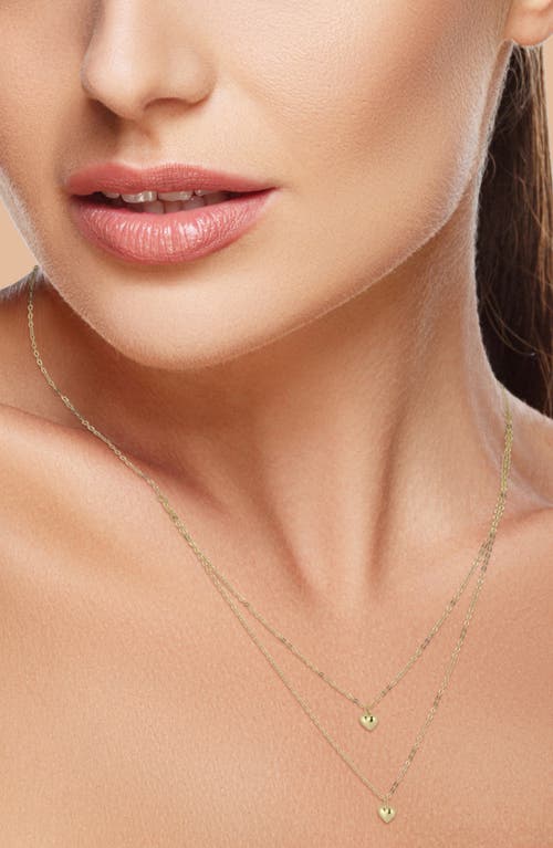 Ember Fine Jewelry 14k Yellow Gold Heart Pendant Double Layer Necklace In Gold