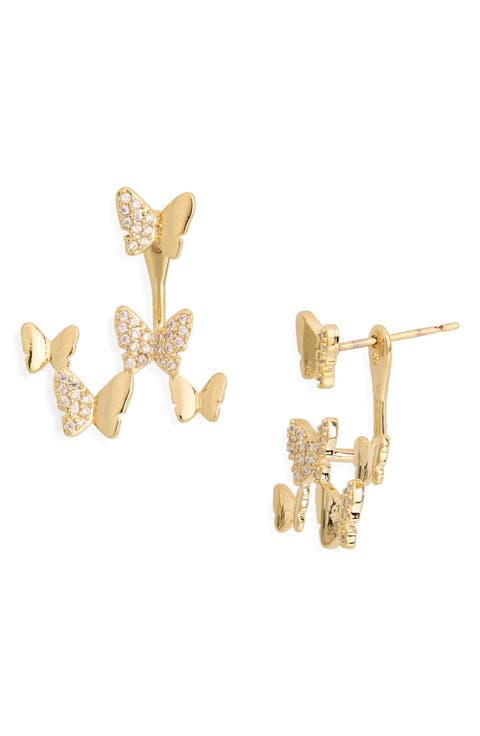 Dara Butterfly Pavé CZ Jacket Earrings