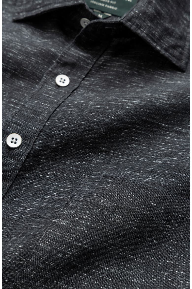 Palm Beach Sports Fit Short Sleeve Linen Button-Up Shirt, Alternate, color, BLACK PEARL