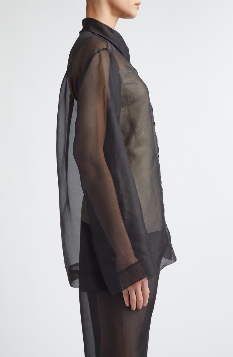 GIA STUDIOS Lisse Classic Silk Organza Button-Up Shirt, Alternate, color, Black