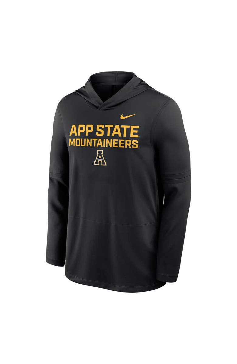 Nike Men's Nike Black Appalachian State Mountaineers Sideline Dri-FIT Lightweight Hooded Top, Alternate, color, Black