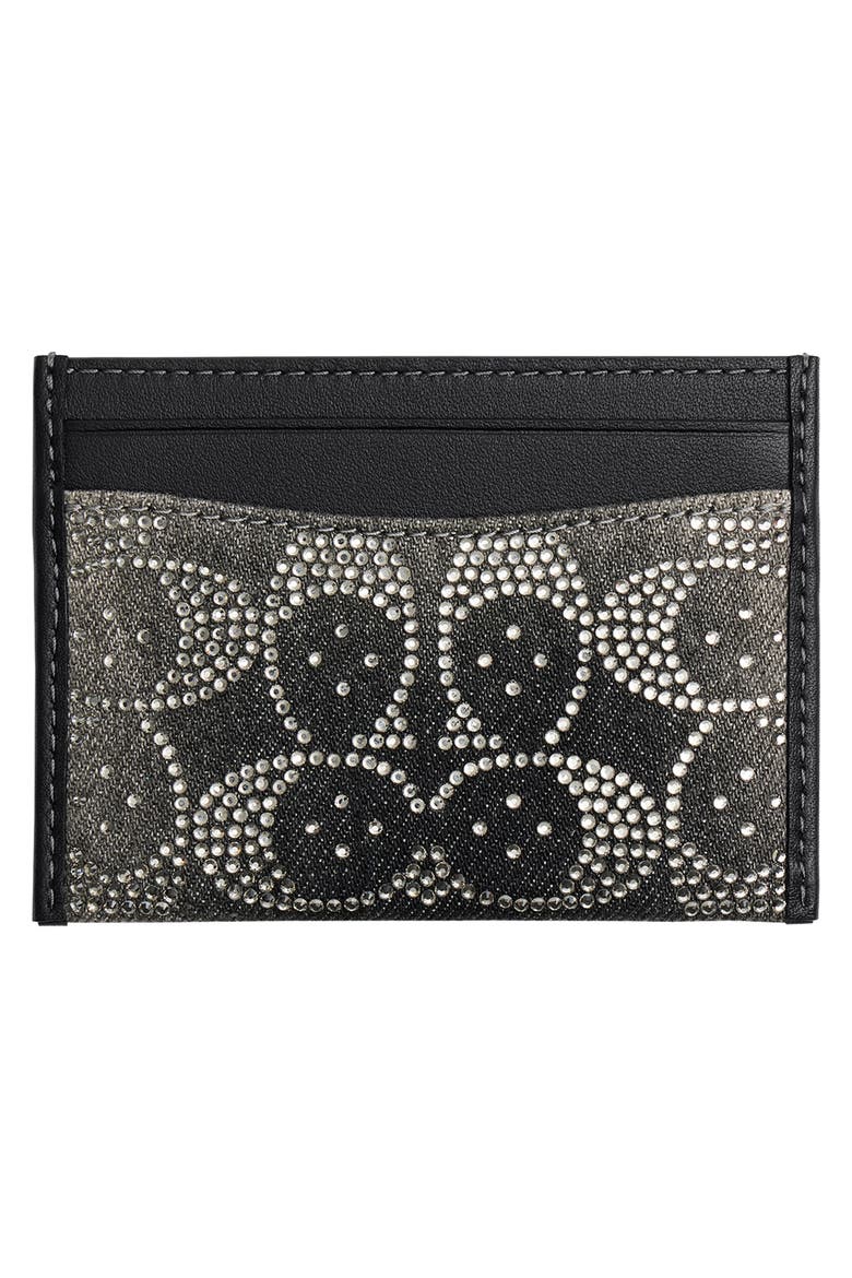 Essential Crystal Signature Denim Card Case, Alternate, color, LH/ BLACK