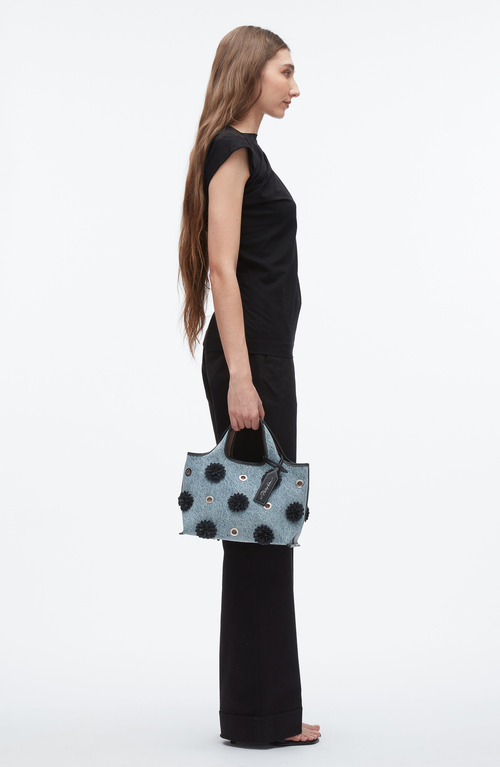 3.1 Phillip Lim Denim Market Tote With Leather Flowers In Blue