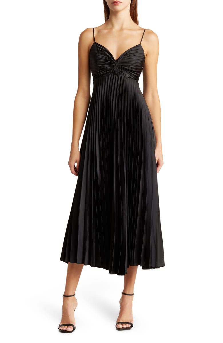 knee length dresses for ladies Empire Waist A-Line Midi Dress Medium / Black