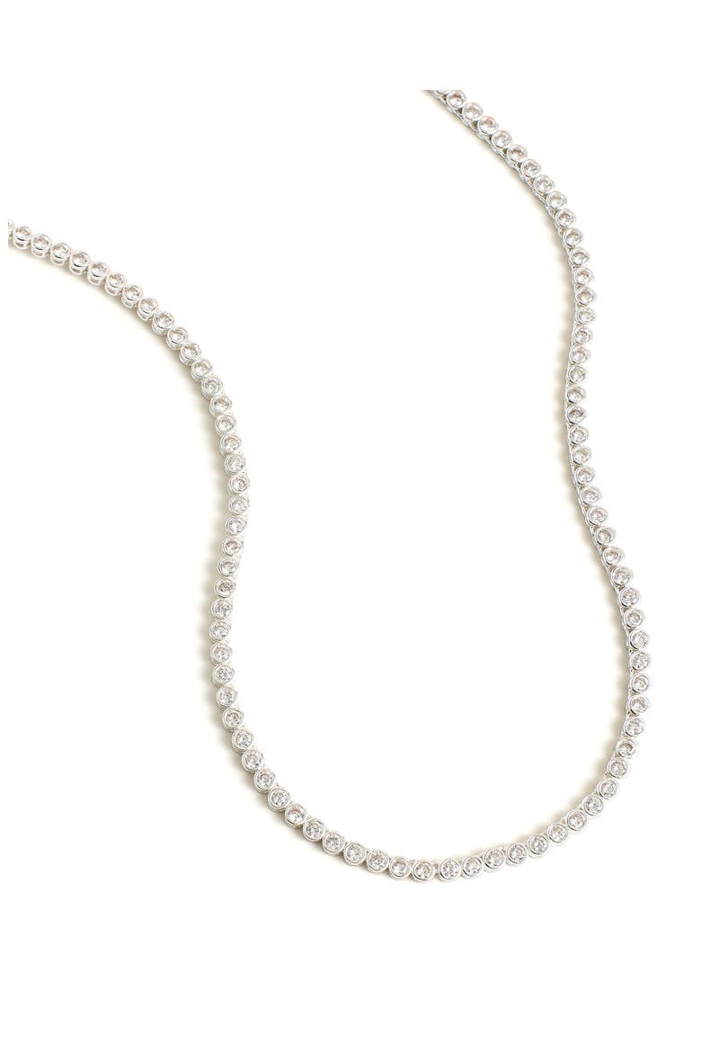 Tennis Necklace, Main, color, POLISHED SILVER