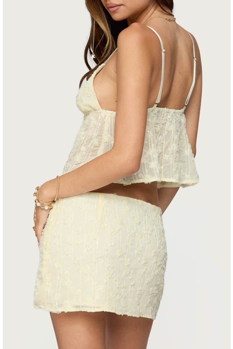 Leora Textured Semisheer Crop Top, Alternate, color, YELLOW